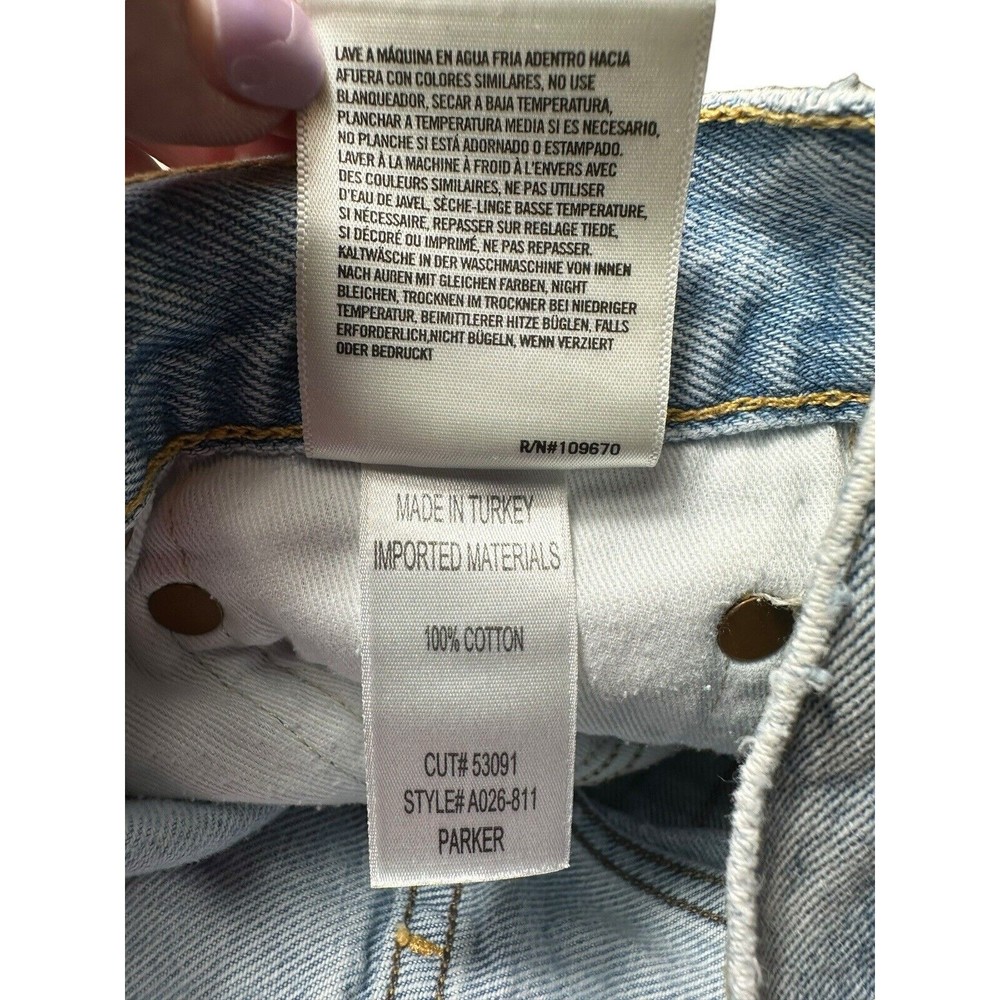 Agolde Jean Shorts Size 25 Women’s Blue Denim Parker Button Fly Distressed AB8-3 - Picture 5 of 9